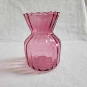 Vintage Pilgrim Art Glass Cranberry Sac Vase